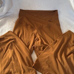 Offline By Aerie Real Me Flare High Rise Crisscross High  Waisted  Legging M Tan